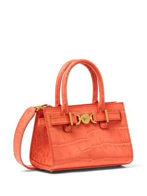 VERSACE Salmon Mini Tote Handbag in 100% Calf Leather for Women