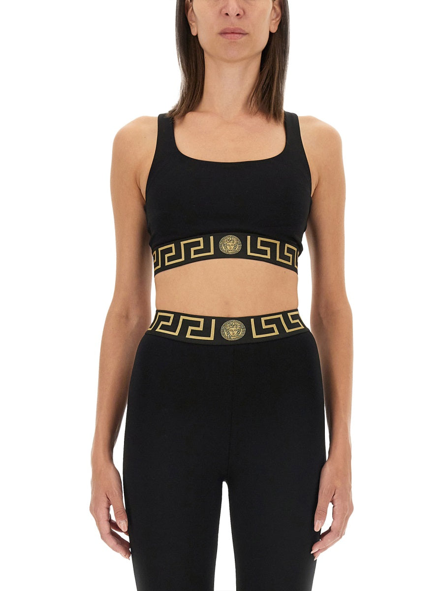 VERSACE Elegant Top with Greek-Inspired Design - Size S