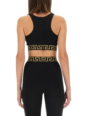 VERSACE Elegant Top with Greek-Inspired Design - Size S