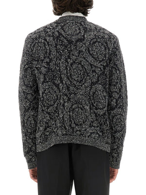 VERSACE Tweed Effect Knit Sweater - Regular Fit Size 50