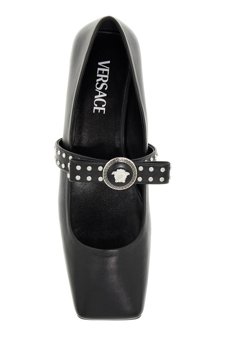 VERSACE Elegant Studded Leather Ballerina Flats