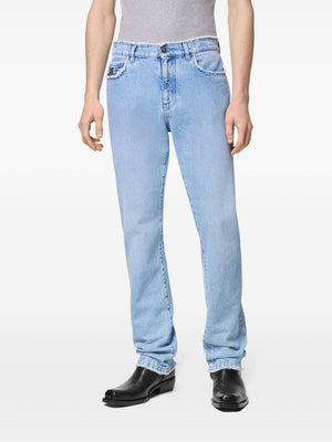 VERSACE Raw Cut Light Blue Denim Pants