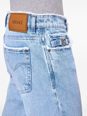 VERSACE Raw Cut Light Blue Denim Pants