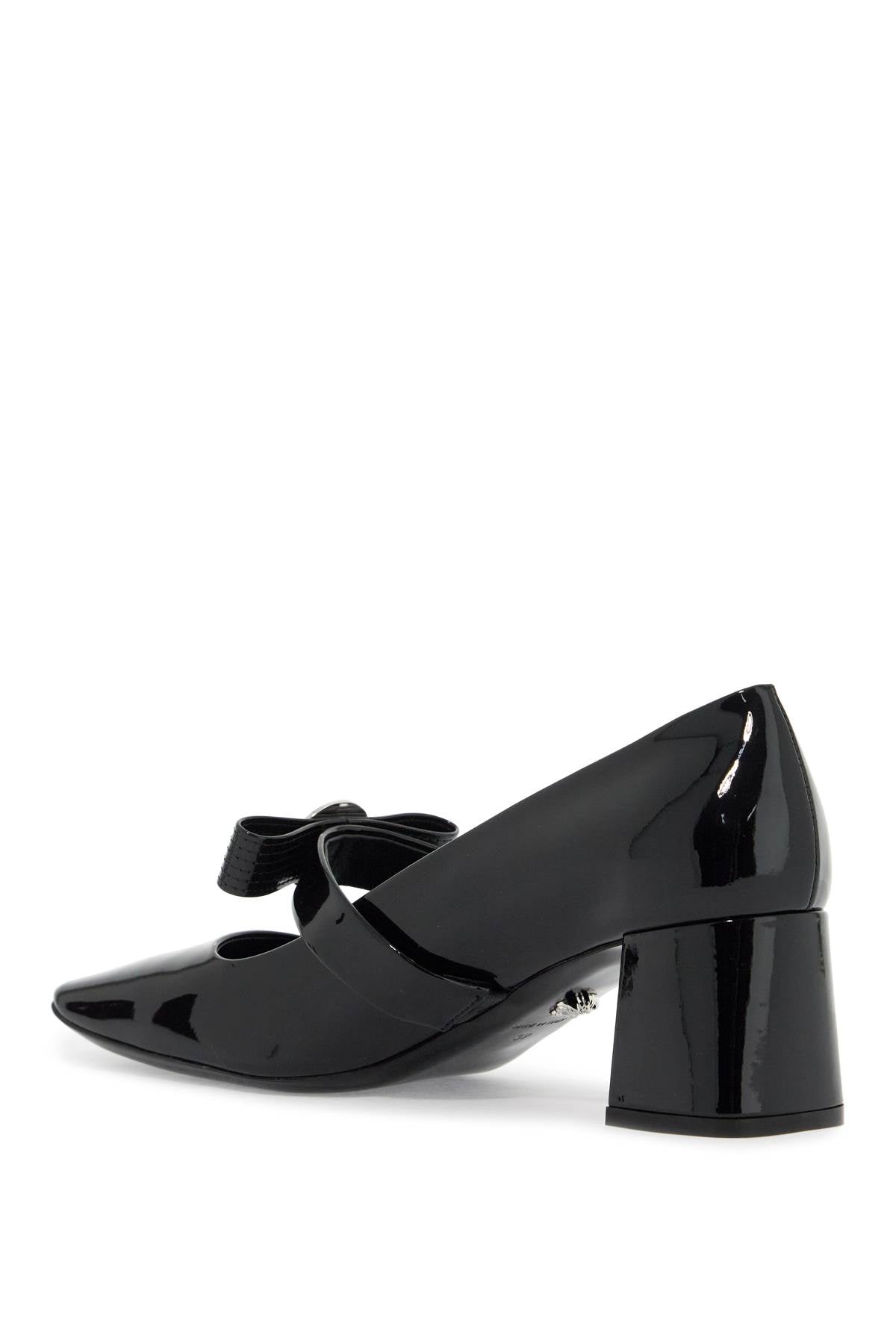 VERSACE Square Toe Patent Leather Pumps with Decorative Bow