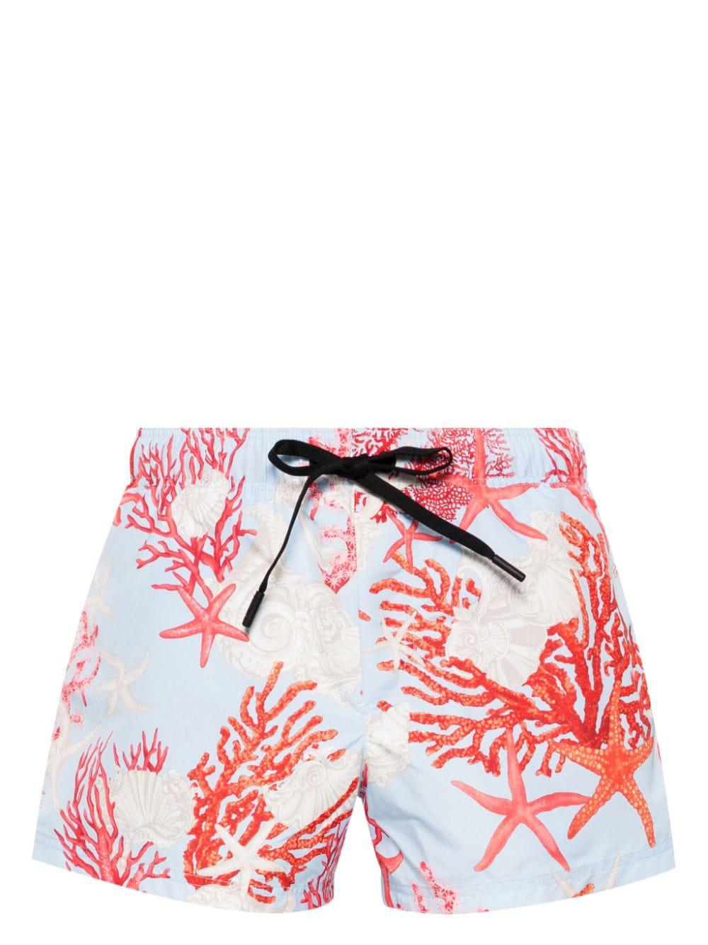 VERSACE Coral All Over Print Swim Shorts for Men