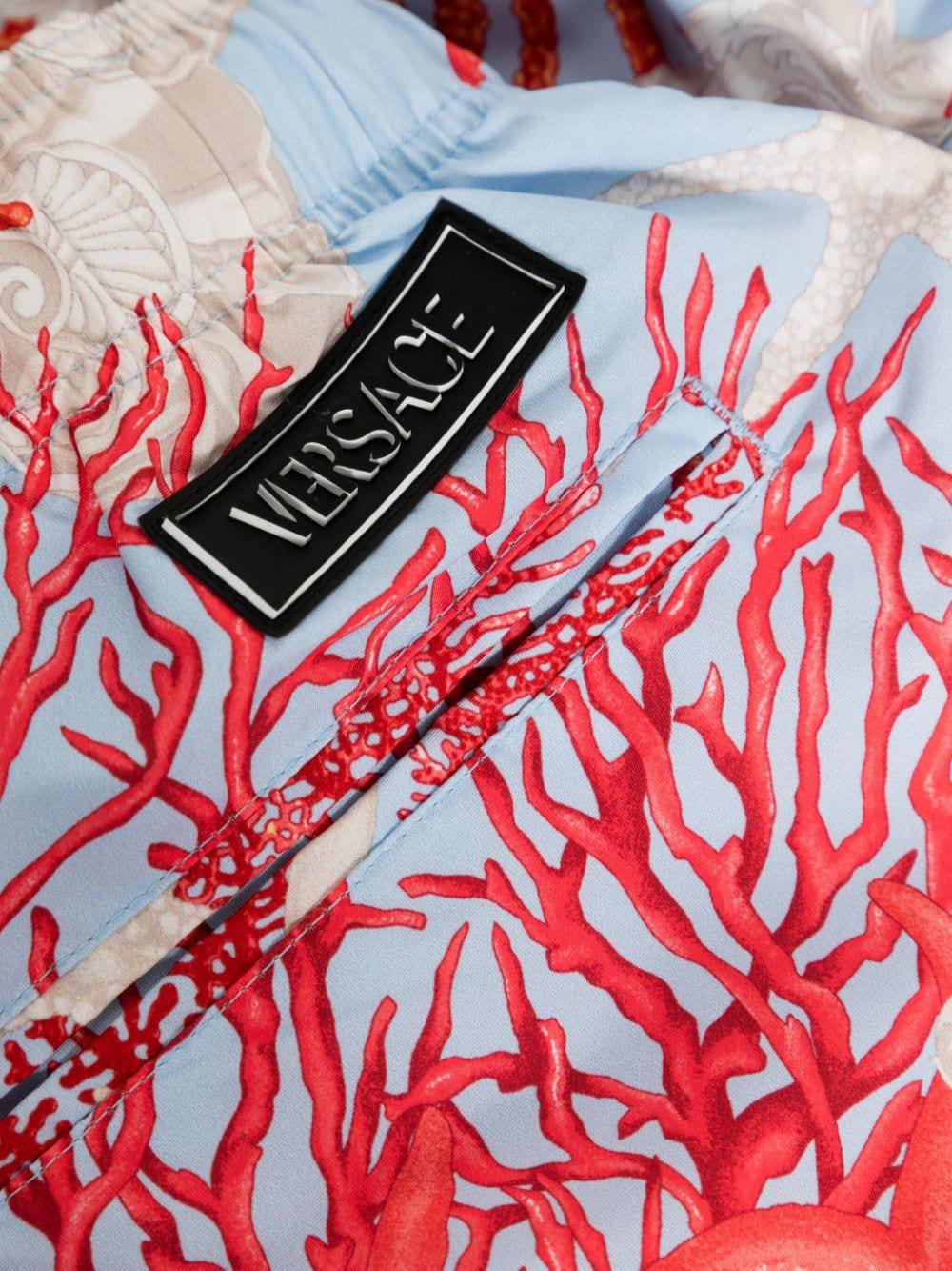 VERSACE Coral All Over Print Swim Shorts for Men