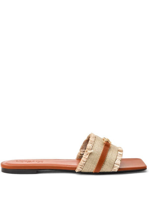 VERSACE Chic Tan Viscose Blend Flat Sandals