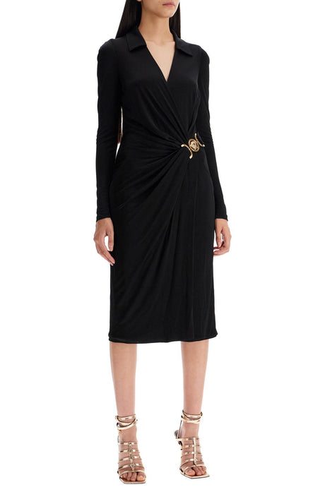 VERSACE Elegant Draped Long-Sleeve Mini Dress
