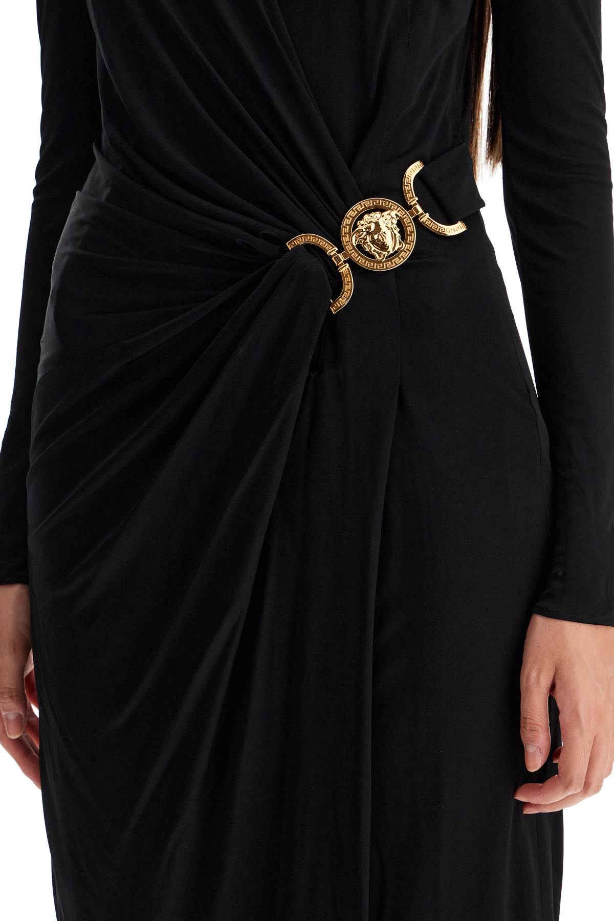 VERSACE Elegant Draped Long-Sleeve Mini Dress