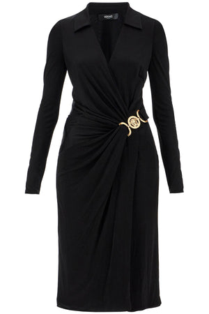 VERSACE Elegant Draped Long-Sleeve Mini Dress