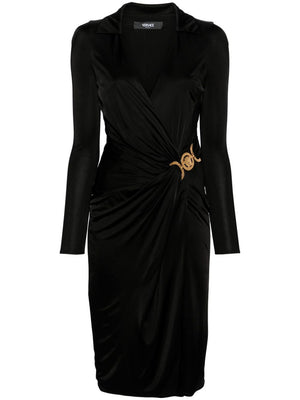 VERSACE Stretch T-Shirt Midi Dress with Medusa Detail