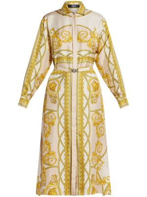 VERSACE Baroque Print Silk Shirt Dress - Women’s Long Sleeve Style