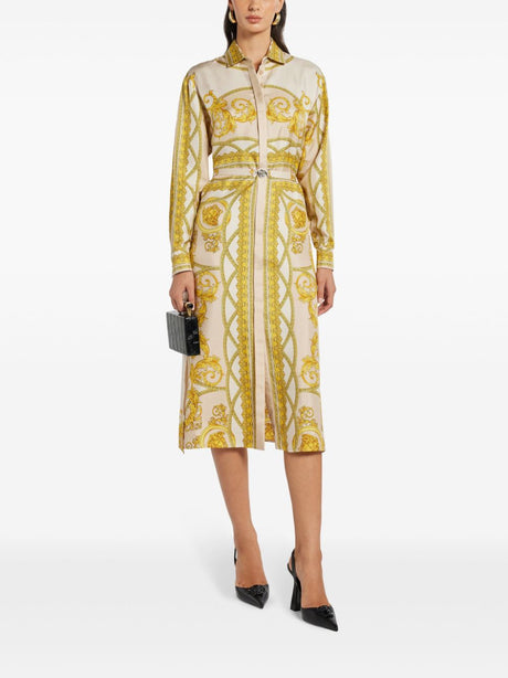 VERSACE Baroque Print Silk Shirt Dress - Women’s Long Sleeve Style