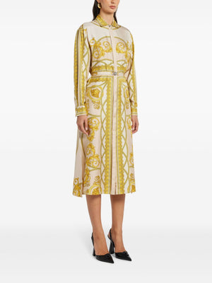 VERSACE Baroque Print Silk Shirt Dress - Women’s Long Sleeve Style