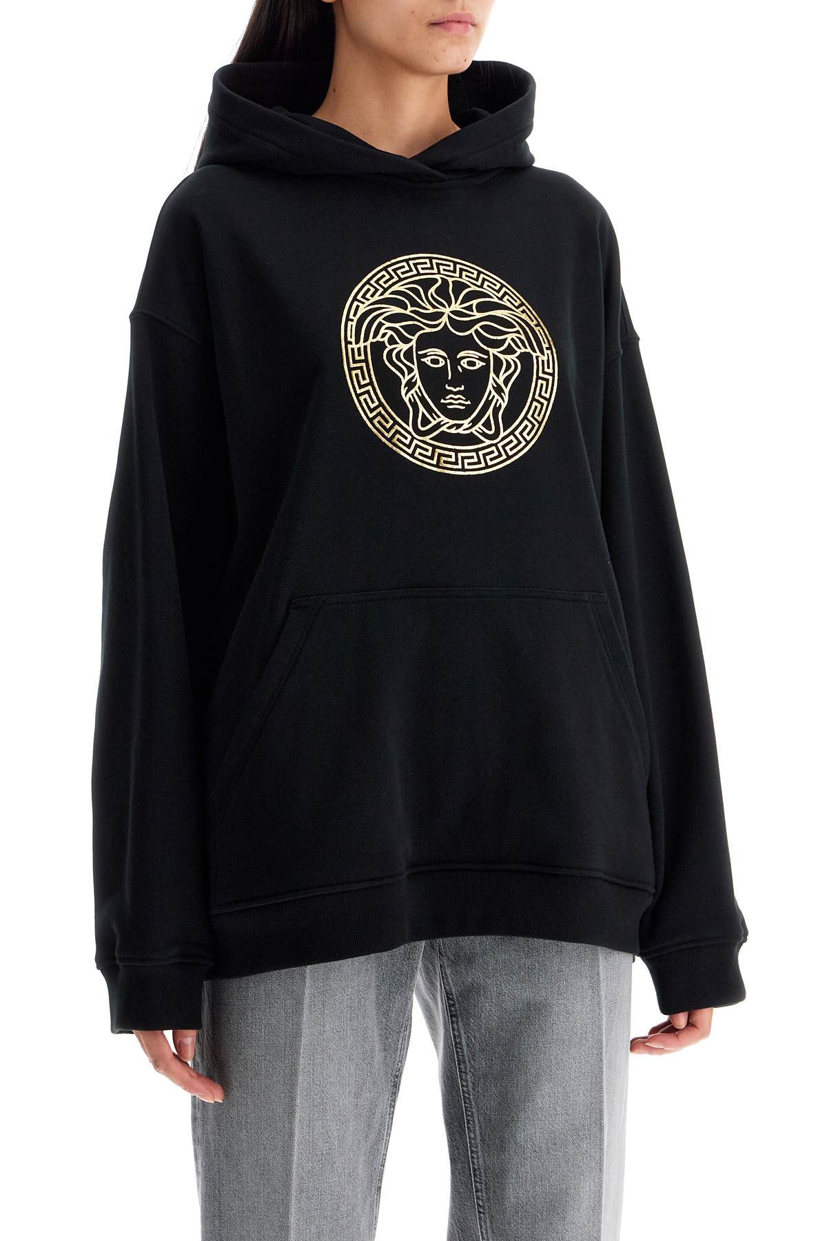 VERSACE Gold Medusa Motif Hooded Sweatshirt