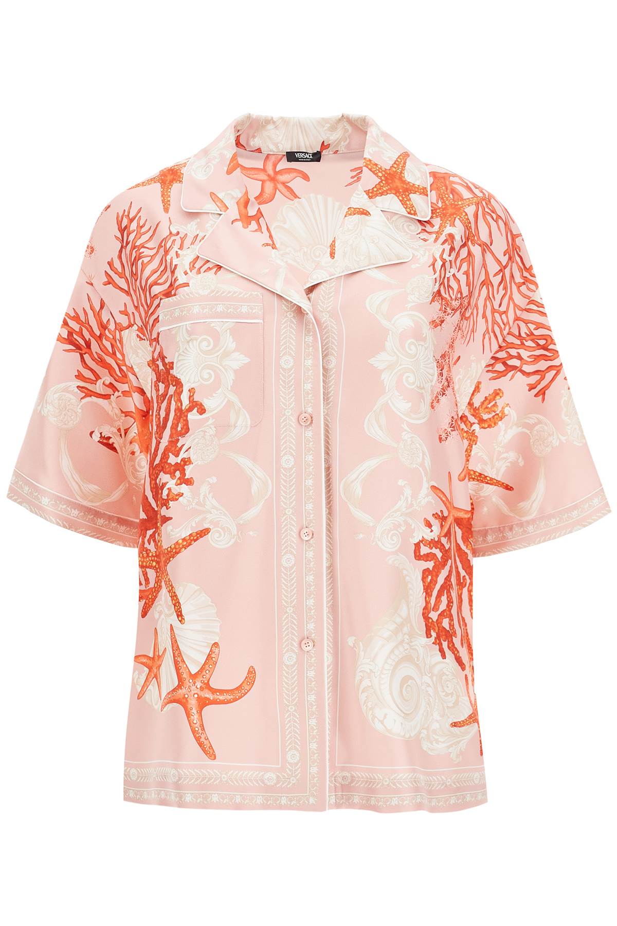 VERSACE Elegant Silk Baroque Print Short-Sleeve Shirt