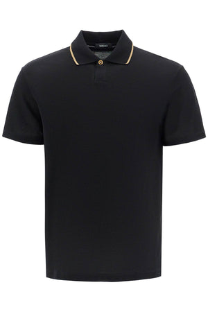 VERSACE Cotton Piqué Polo Shirt - Regular Fit, Size M