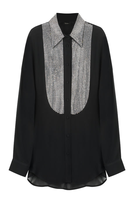 PINKO Sequin Embellished Black Georgette Shirt for Women