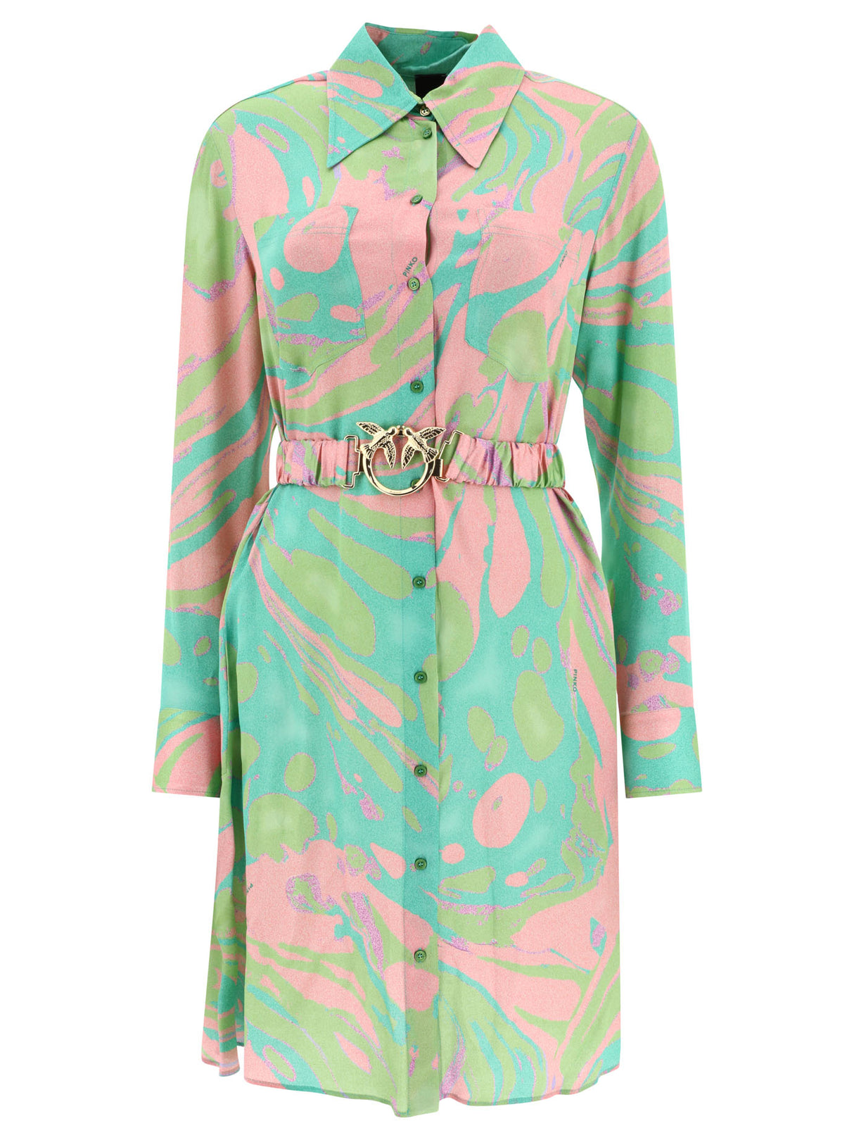 PINKO Green Shirt Dress for Women - SS24 Collection