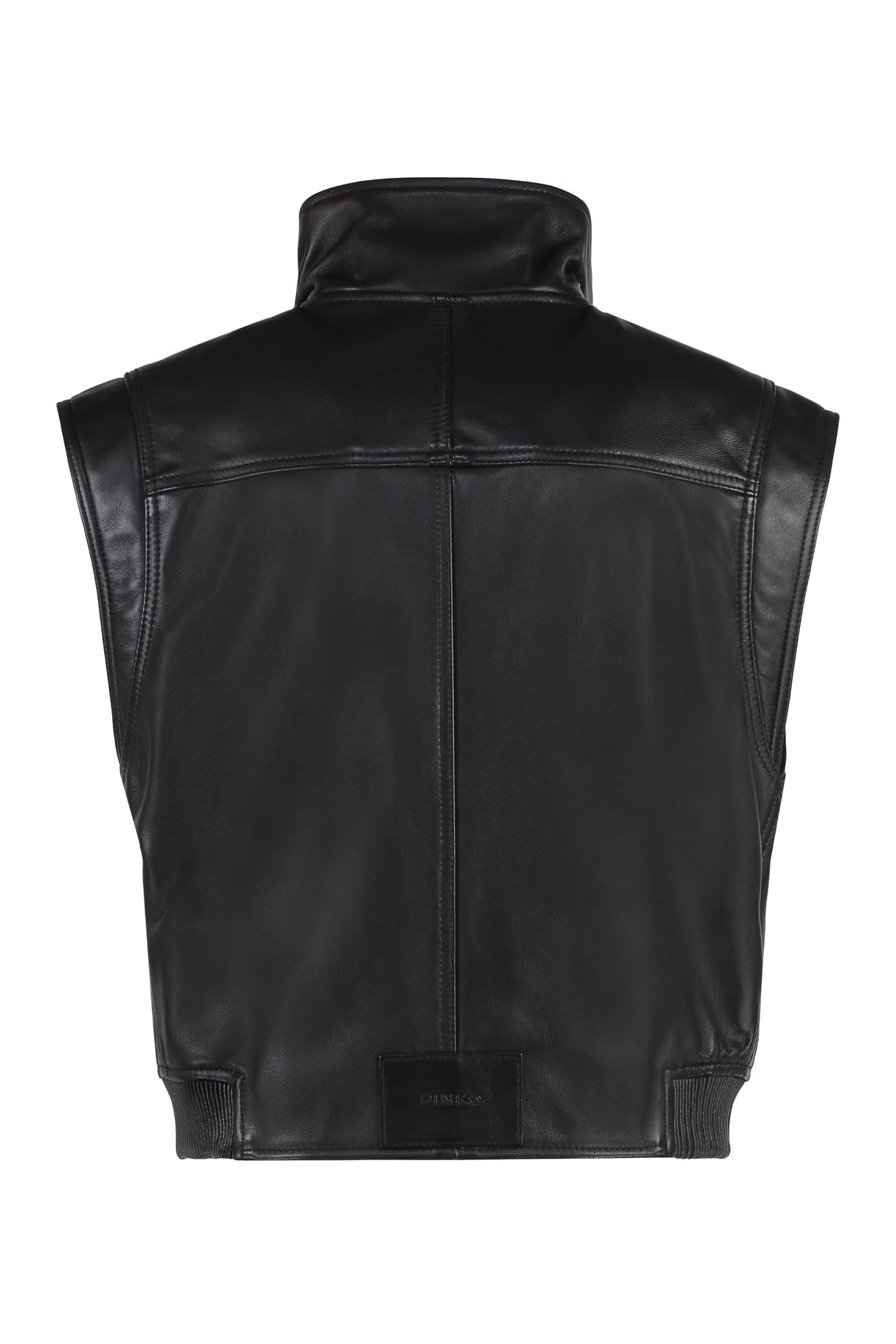 PINKO Chic Shearling Leather Vest with Zippered Pockets