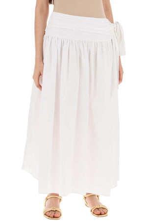 Chân váy xòe midi bằng cotton trắng dành cho phụ nữ