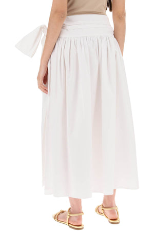 Chân váy xòe midi bằng cotton trắng dành cho phụ nữ