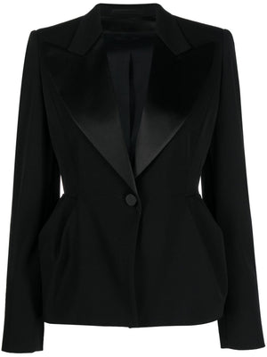 Classic Black Wool Peplum Blazer Jacket for Women from FW23 Collection