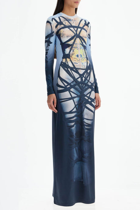 Y/PROJECT Long Bondage Print Dress - Fitted Silhouette