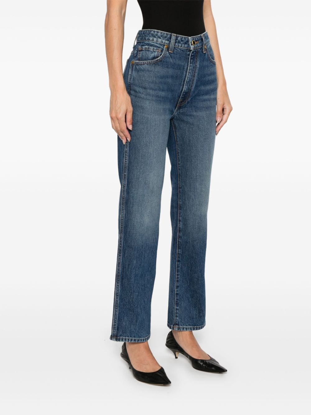 KHAITE Classic Straight Leg Cropped Jeans for Women