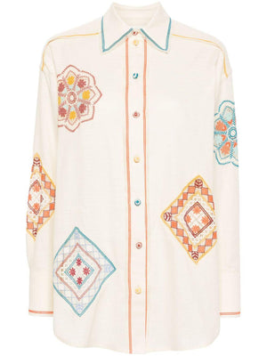 ZIMMERMANN Elegant Cotton Lace Doily Shirt