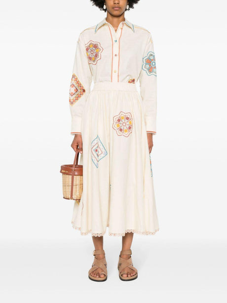 ZIMMERMANN Cotton Doily Midi Skirt for Fall/Winter 2024