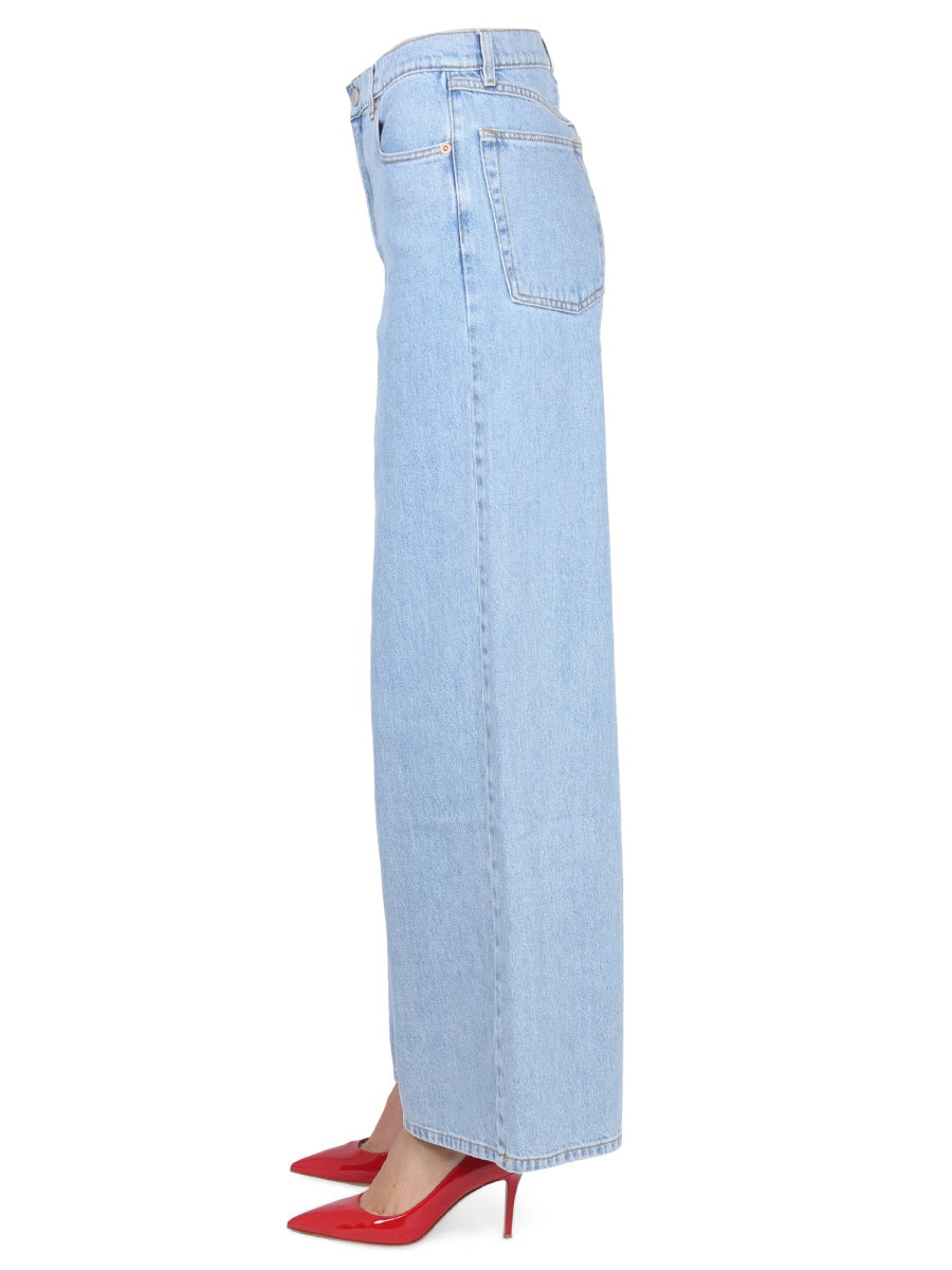 MAGDA BUTRYM Wide Leg Women's Jeans with Button Closure