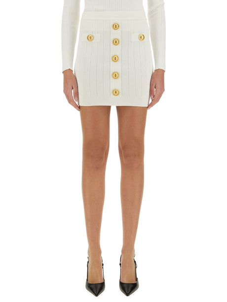 BALMAIN Chic Knit Mini Skirt with Back Zipper