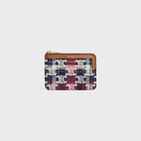 CELINE Mini Embroidered Tartan Wallet