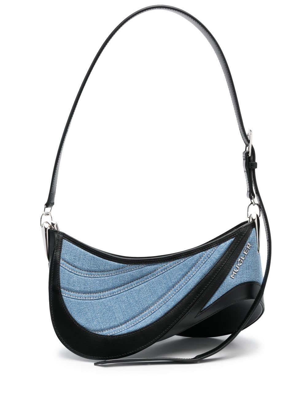 MUGLER Spiral Curve 01 Denim Crossbody Handbag for Women - FW23 Collection