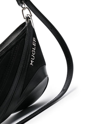 MUGLER Spiral Curve 01 Shoulder Handbag in Black