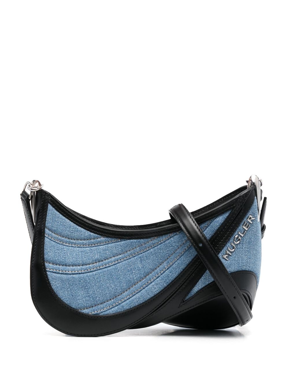 MUGLER Spiral Curve Denim Shoulder Handbag for Women