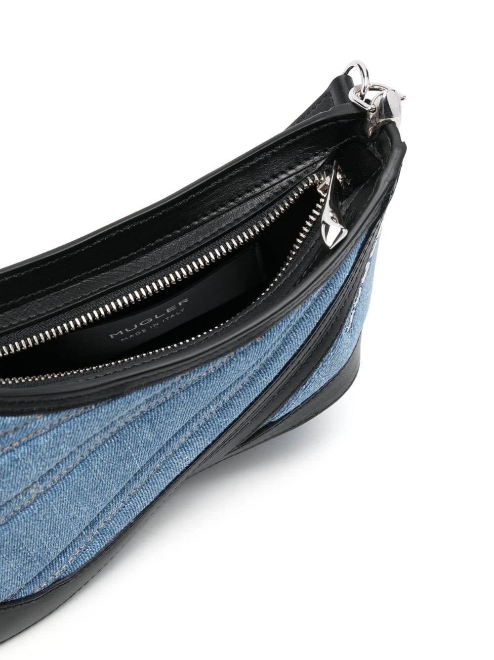 MUGLER Spiral Curve Denim Shoulder Handbag for Women