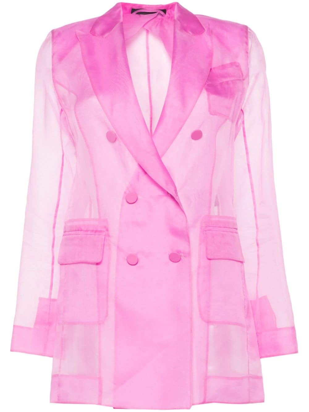 MAX MARA PIANOFORTE Pink Silk Double-Breasted Blazer Jacket for Women