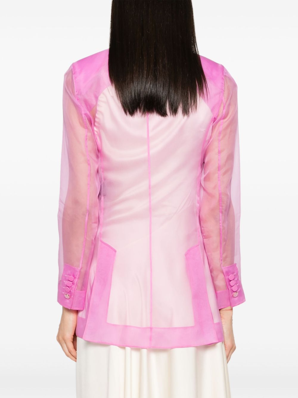 MAX MARA PIANOFORTE Pink Silk Double-Breasted Blazer Jacket for Women