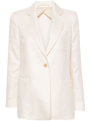 MAX MARA White Linen Single-Breasted Blazer Jacket for Women - SS24 Collection