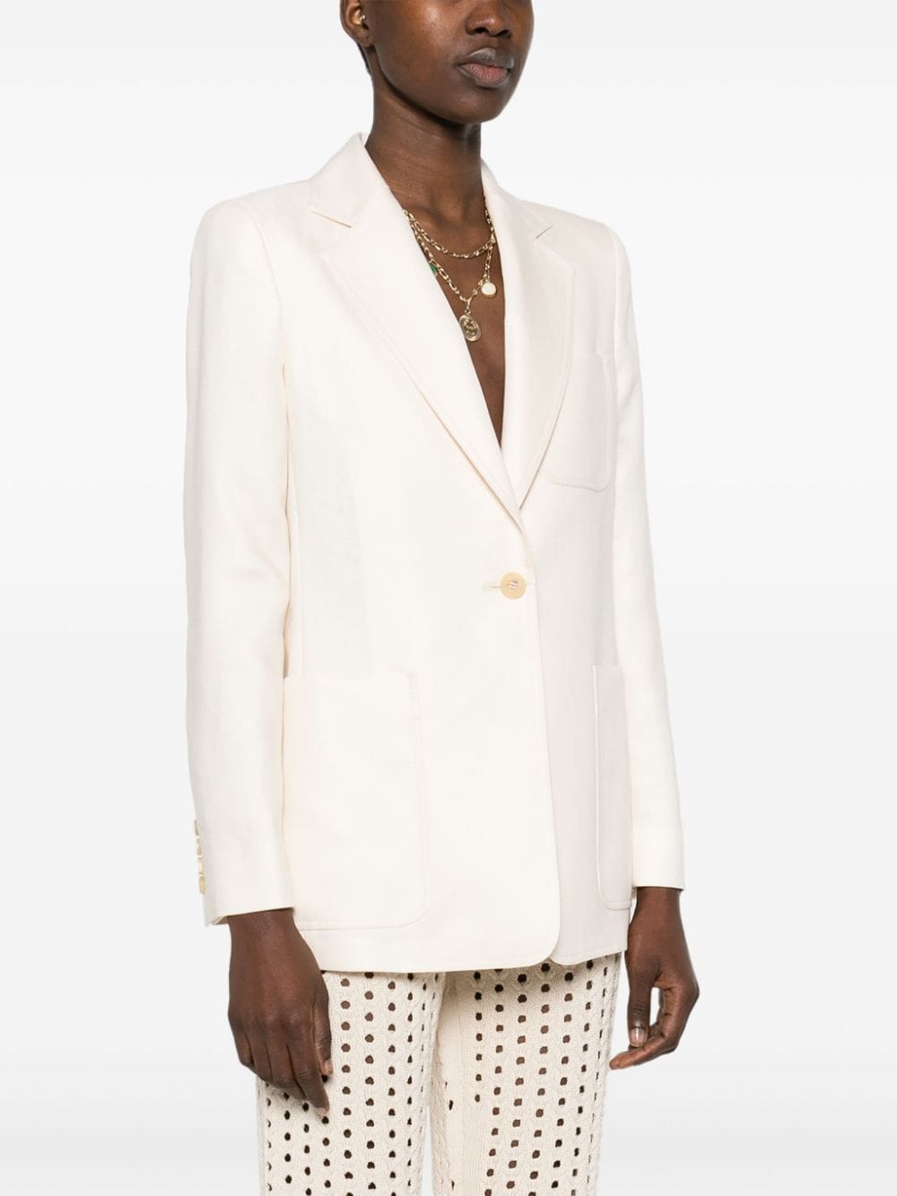 MAX MARA White Linen Single-Breasted Blazer Jacket for Women - SS24 Collection