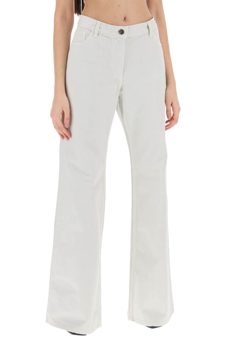 女士灰色喇叭牛仔裤- 100%纯棉牛仔布，前拉链，腰带扣