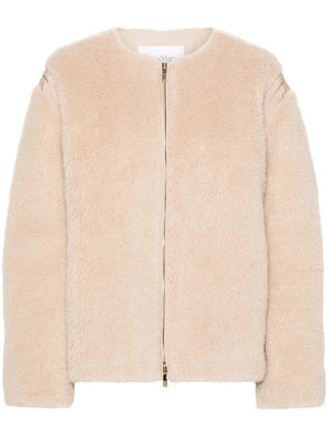 MAX MARA Light Beige Alpaca Wool-Blend Short Jacket