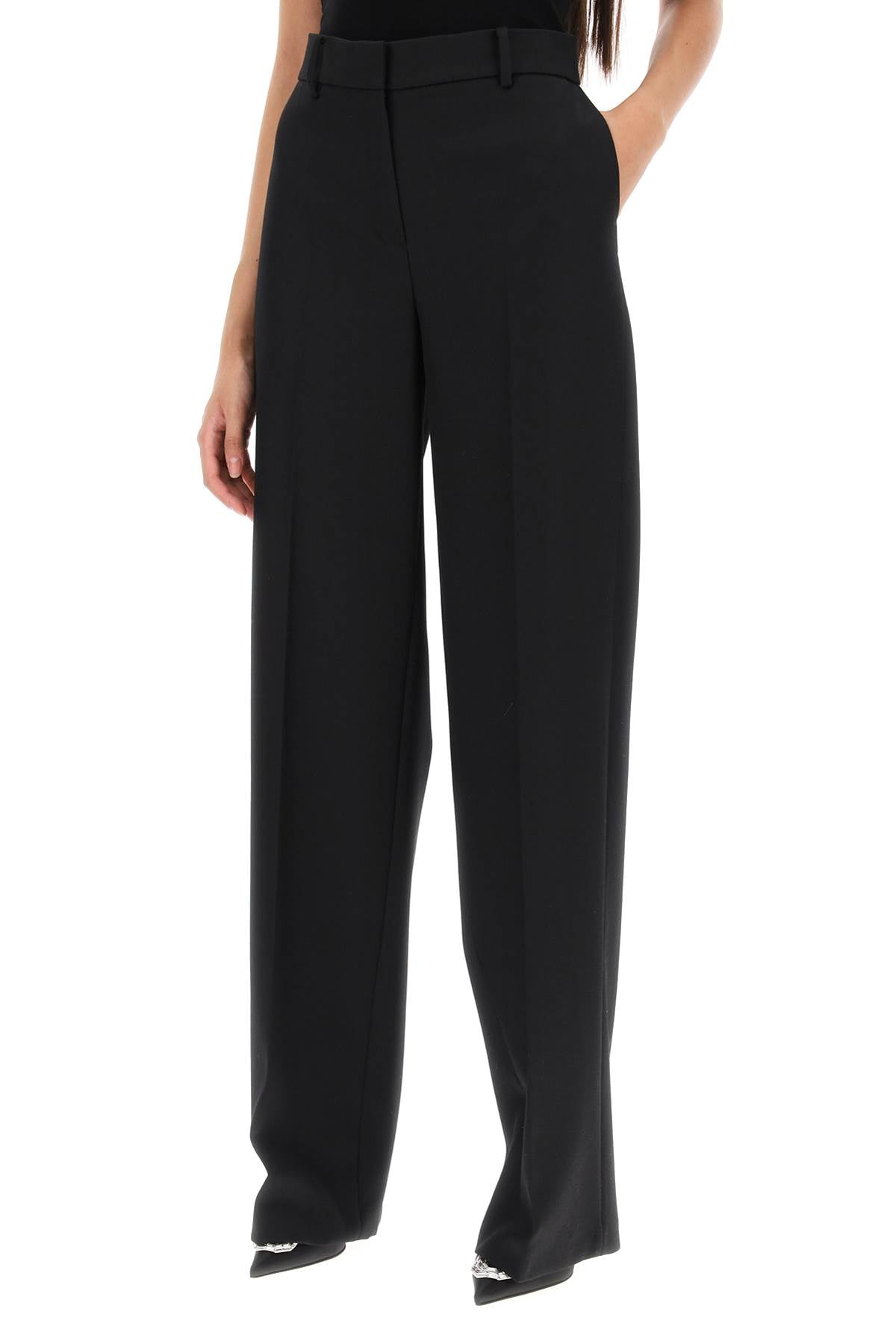 MAGDA BUTRYM Elegant Light Wool Wide Leg Pants for Women