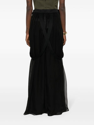 MAX MARA Black Silk Chiffon Long Skirt for Women