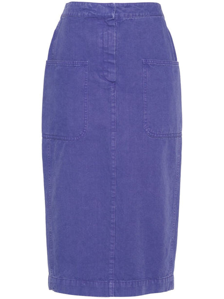 MAX MARA Cotton Midi Skirt with Pocket Details