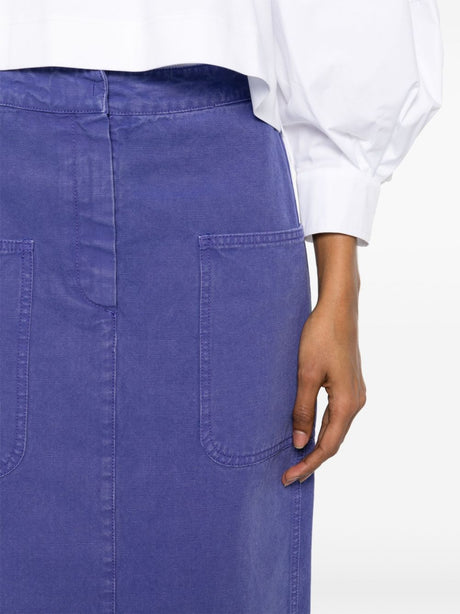 MAX MARA Cotton Midi Skirt with Pocket Details