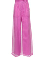 MAX MARA PIANOFORTE SILK Wide-Leg Trousers in Soft Pink for Women