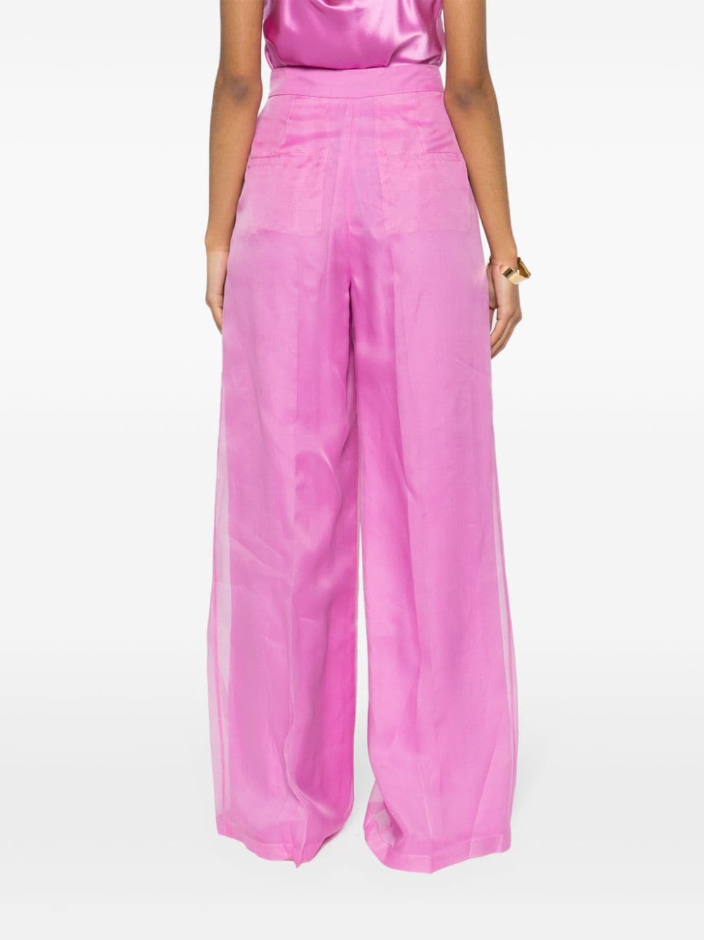 MAX MARA PIANOFORTE SILK Wide-Leg Trousers in Soft Pink for Women